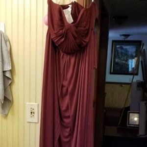 Wine strapless dress